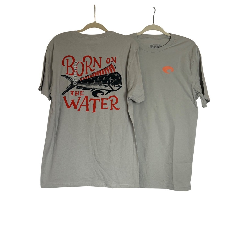 Costa Del Mar Mens Lot of 2 Graphic T-Shirts Ocean Beach Gray L NEW